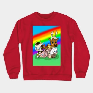 Farm Animals with a Rainbow of Hope Crewneck Sweatshirt